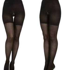 *NEW* ASSETS‎ SPANX $32 VALUE 2 PIECE SET SHAPING TIGHTS SZ 3 TEXTURED WISHBONE